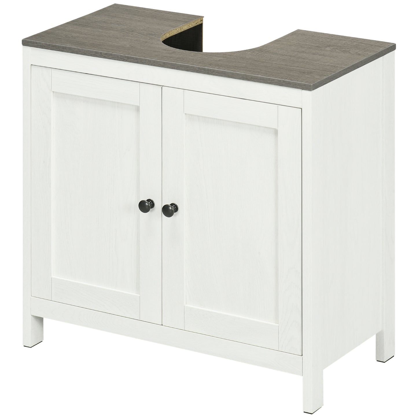 Kleankin White Classic Pedestal Cabinet: Antique Sink Storage with Double Doors & Adjustable Shelves | Dipra Home