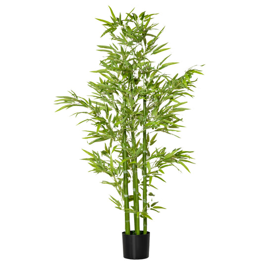 HOMCOM 5FT Artificial Bamboo Faux Plant: Decorative Fake Tree in Nursery Pot for Indoor Outdoor Décor | Dipra Home