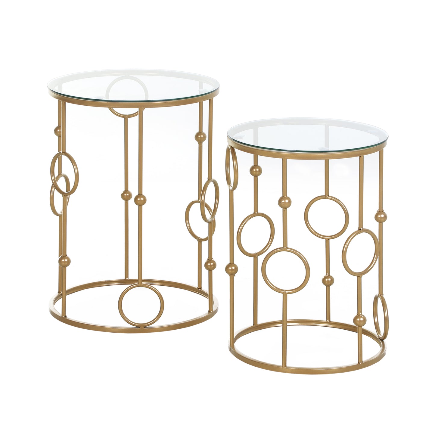 Homcom Luxe Gold Nesting Tables: Round Set of 2 with Tempered Glass Top & Steel Frame for Stylish Living | Dipra Home