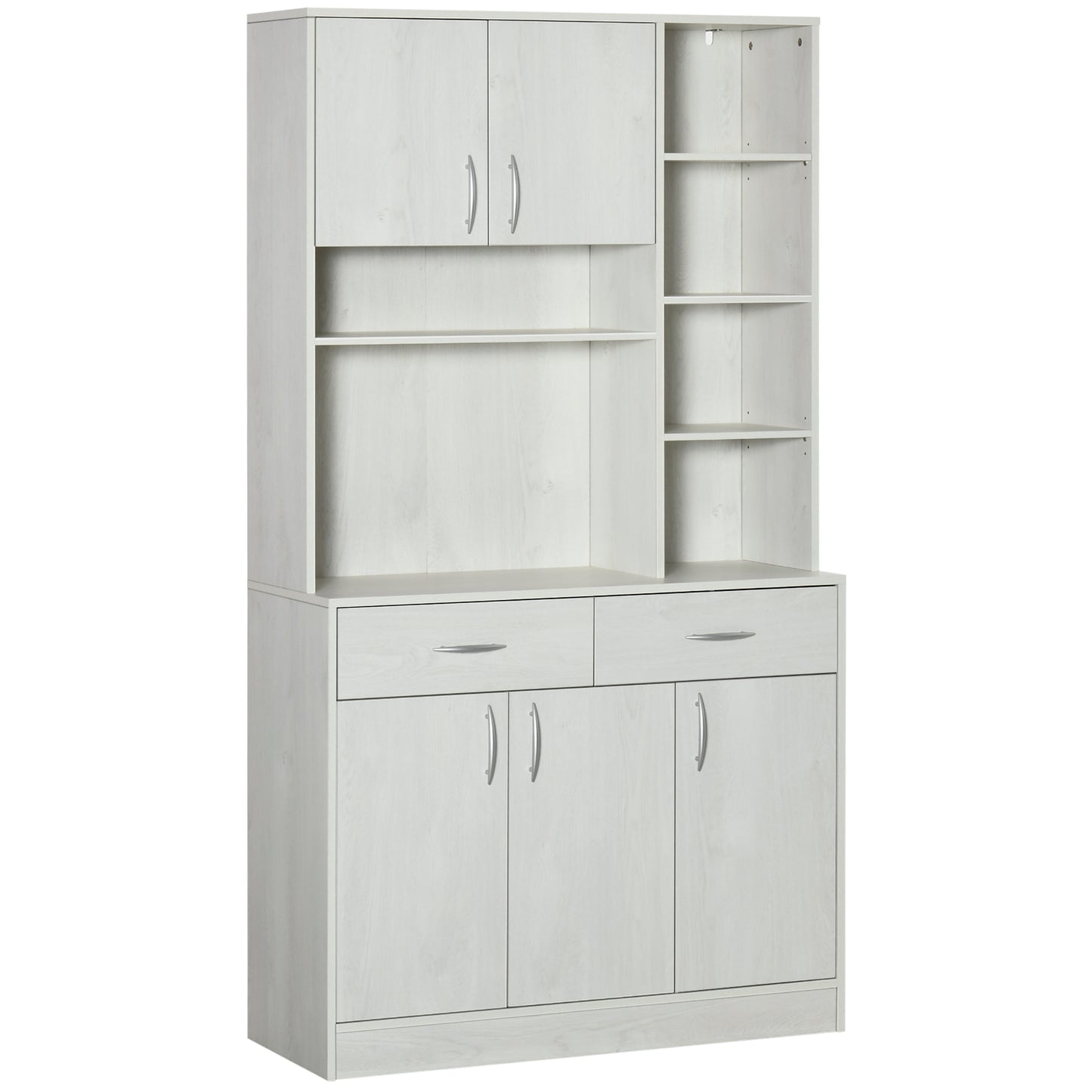 HOMCOM 71" Modern Kitchen Hutch Buffet with Storage Cabinet Cupboard Drawers for Dining Room Living Room Ash White | Dipra Home