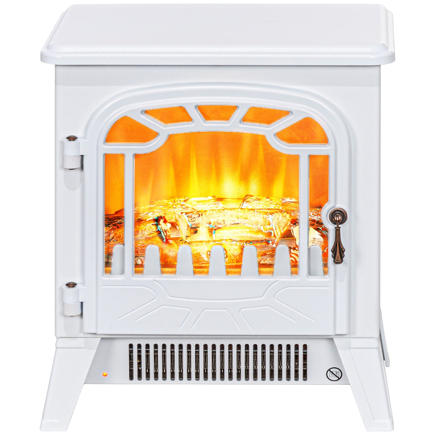 HOMCOM Freestanding Electric Fireplace Stove Heater with Overheat Protection and Realistic Flame Effect, 750W/1500W, White | Dipra Home