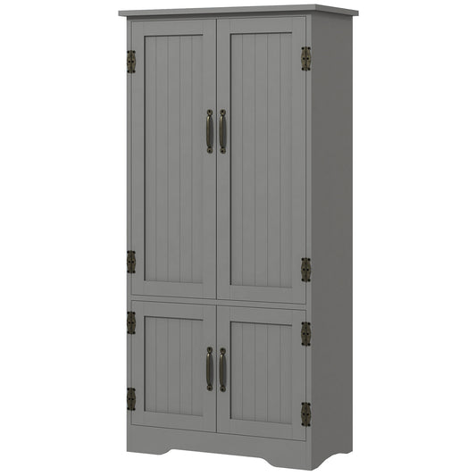 HOMCOM 4-Door Storage Cabinet Multi-Storey Large Space Pantry with Adjustable Shelves Grey | Dipra Home