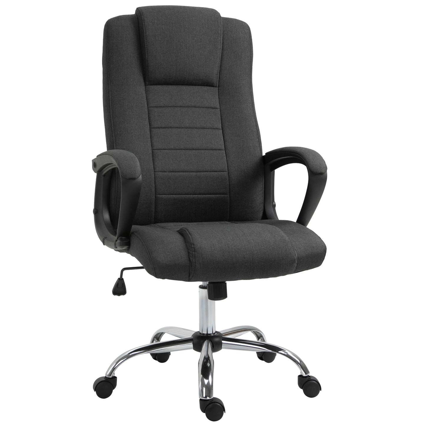 Vinsetto High Back Office Chair: 360° Swivel, Adjustable Height, Tilt Function, Linen, Black Grey | Dipra Home