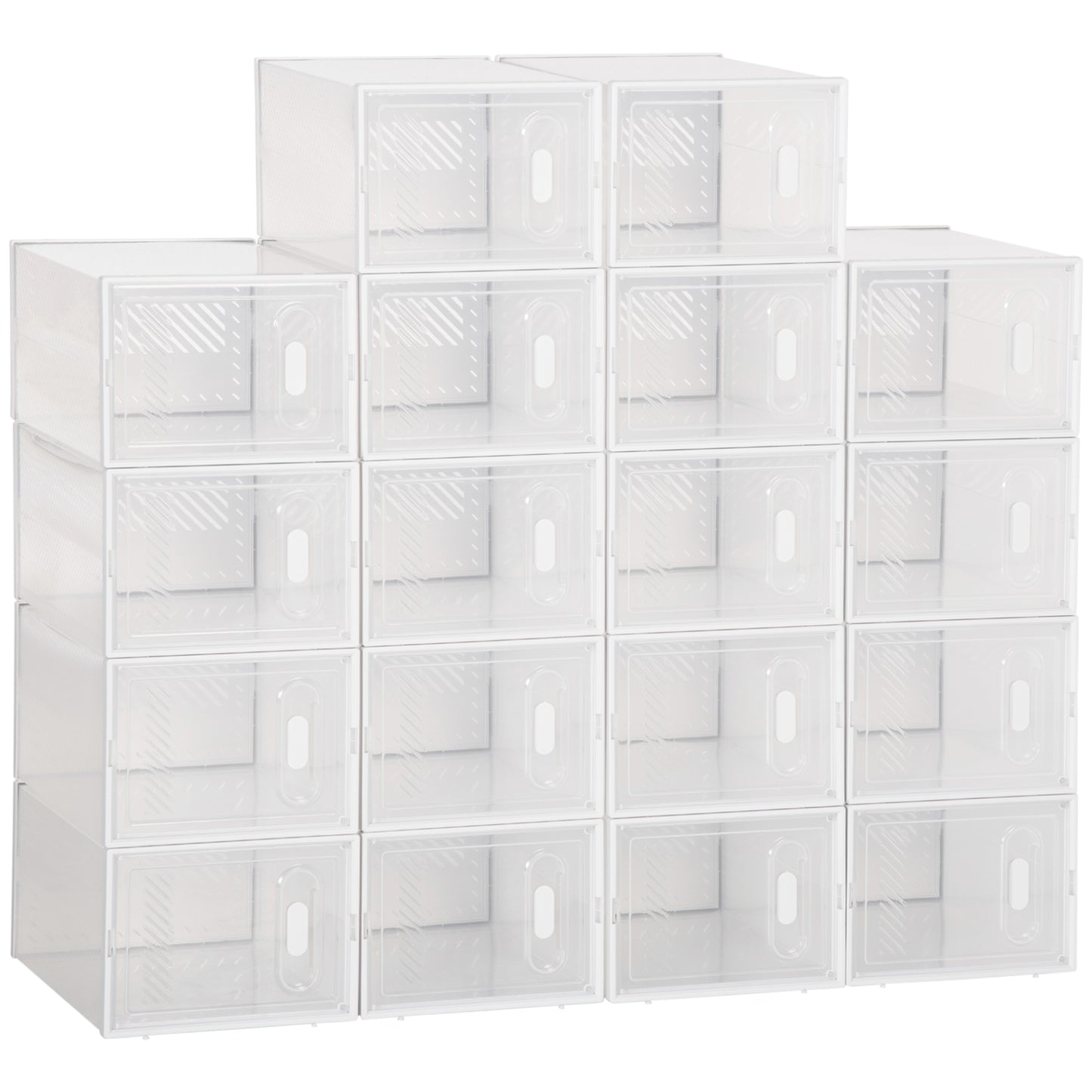 HOMCOM 18-Cube Stackable Shoe Storage Organizer Modular Shoe Cabinet for Entryway Clear and White | Dipra Home