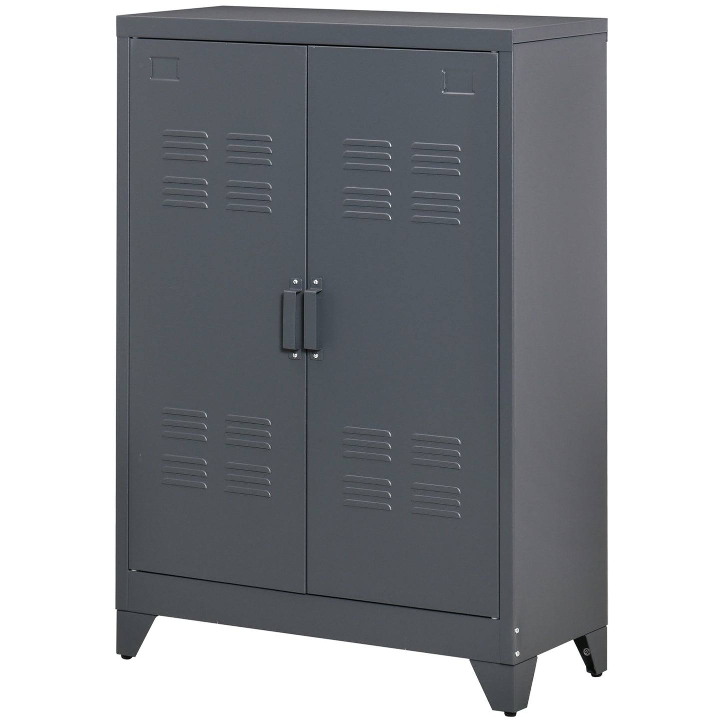 HOMCOM Industrial Chic: Metal Storage Cabinet Grey Sideboard with Louvered Doors, Adjustable Shelves for Versatile Storage | Dipra Home