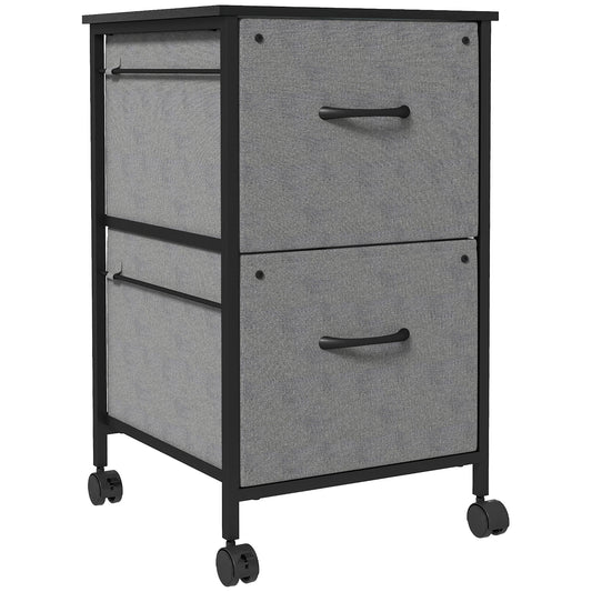 Vinsetto Fabric File Vault: Vertical 2-Drawer Cabinet with Hanging Rails for Stylish Office Document Storage, Dark Grey | Dipra Home