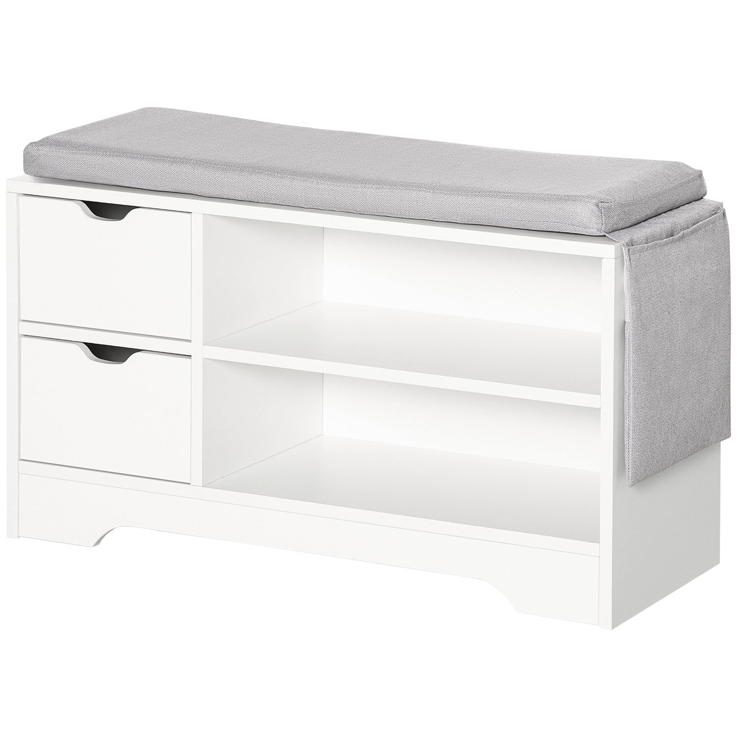 HOMCOM Modern Shoe Bench with Storage Upholstered Entryway Bench Shelves Drawers Side Pocket Hallway White | Dipra Home