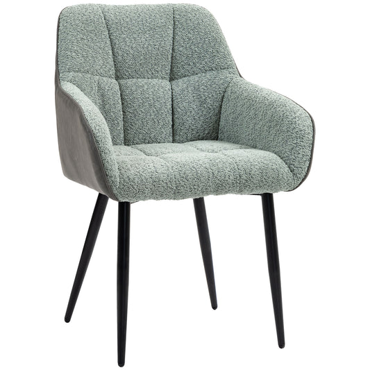 HOMCOM Accent Chair with Foot Pads, Living Room Chair with Chenille Fabric Front and PU Back, Green | Dipra Home