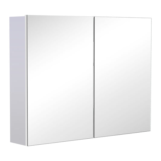 HOMCOM Wall-Mounted Bathroom Cabinet: Double Doors with Mirror, Adjustable Shelf for Storage Organization, White Finish | Dipra Home