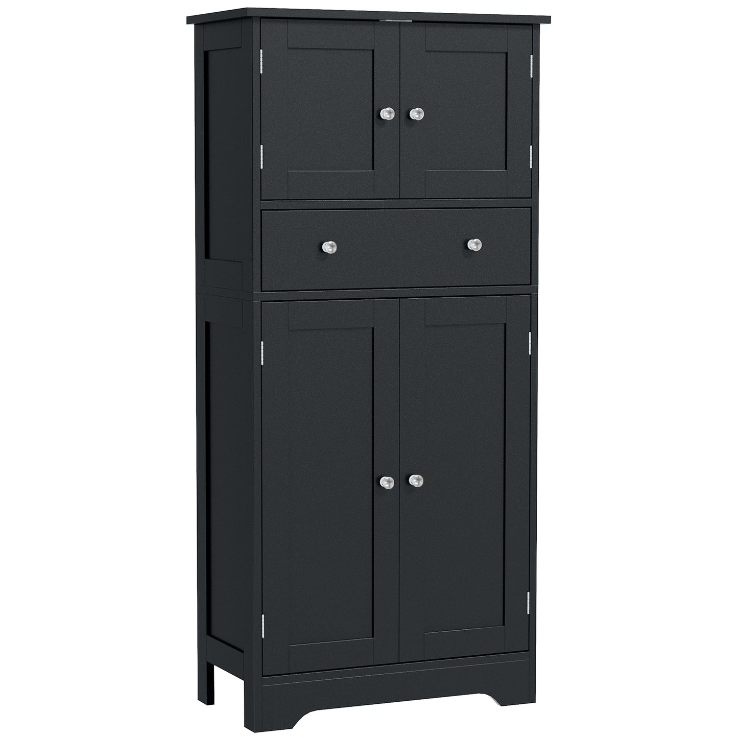 HOMCOM Kitchen Storage Cabinet 50.5" Modern 4 Doors Drawer Adjustable Shelf Black | Dipra Home