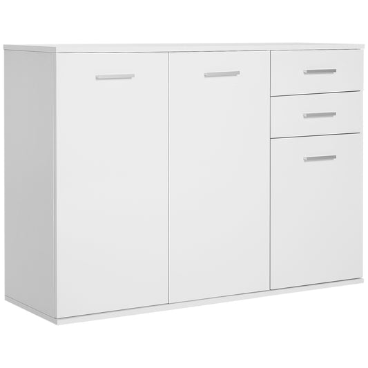 HOMCOM Free Standing Storage Cabinet Console Sideboard Table Entryway Kitchen Organizer Living Room Storage Unit with Drawers White | Dipra Home