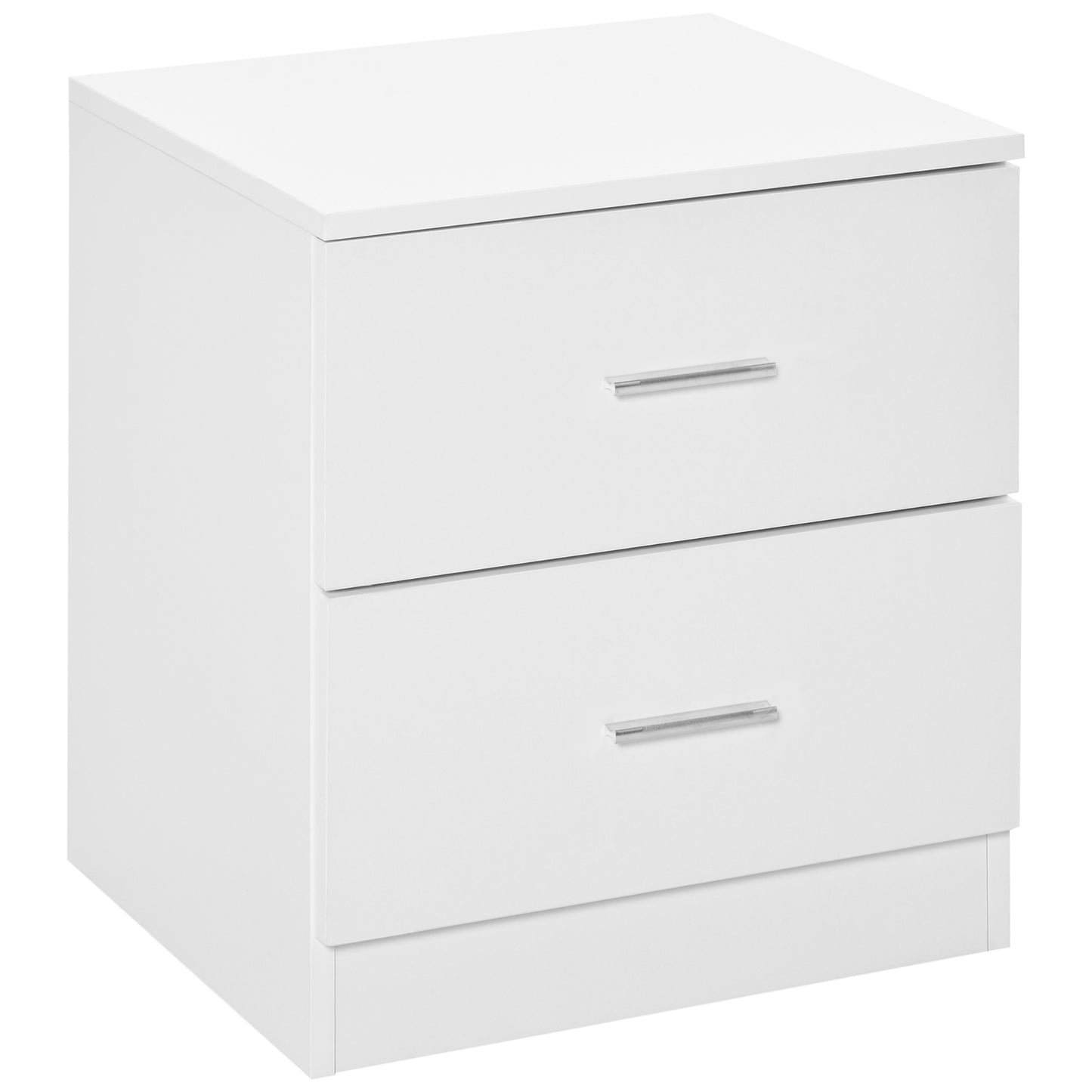 HOMCOM Modern Nightstand Cabinet: 2 Drawers, Sleek White Design for Bedroom, Living Room Storage | Dipra Home