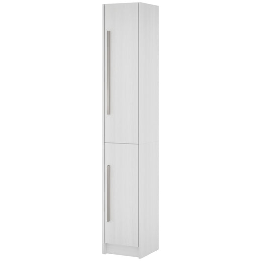 HOMCOM Freestanding Tall Bathroom Storage Cabinet with Adjustable Shelves, Bathroom Organizer, White Wood Grain | Dipra Home