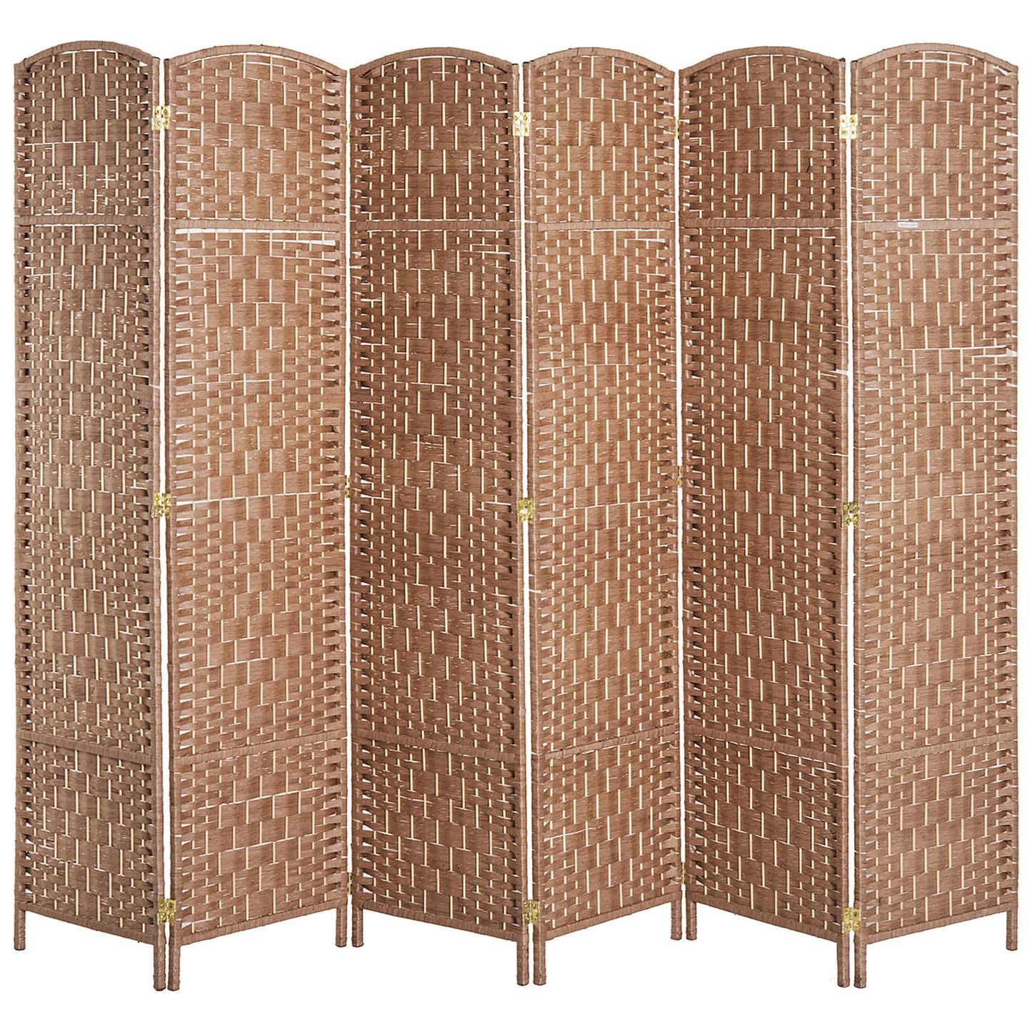 HOMCOM Farmhouse Chic Room Divider: 6-Panel Folding Wooden Frame Partition for Bedroom Spaces, Natural Finish | Dipra Home