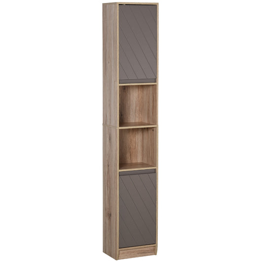 HOMCOM Tall Bathroom Storage Tower : 3-Tier Shelves, Drawer & Linen Cabinet in Grey, Modern Style | Dipra Home