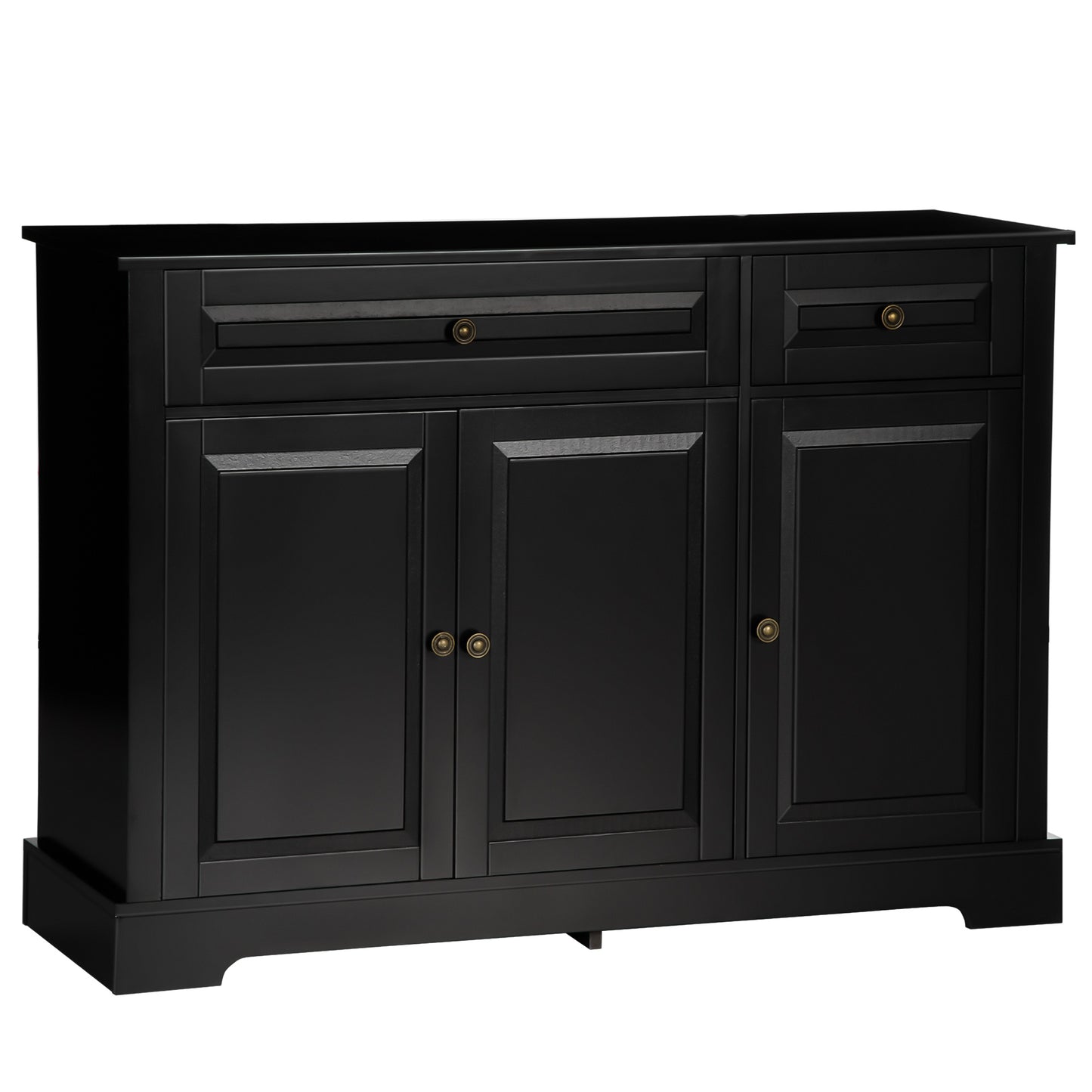 HOMCOM Contemporary Elegance: Sleek Sideboard Buffet Cabinet with Drawers, Shelves for Dining Room Storage, Black Finish | Dipra Home