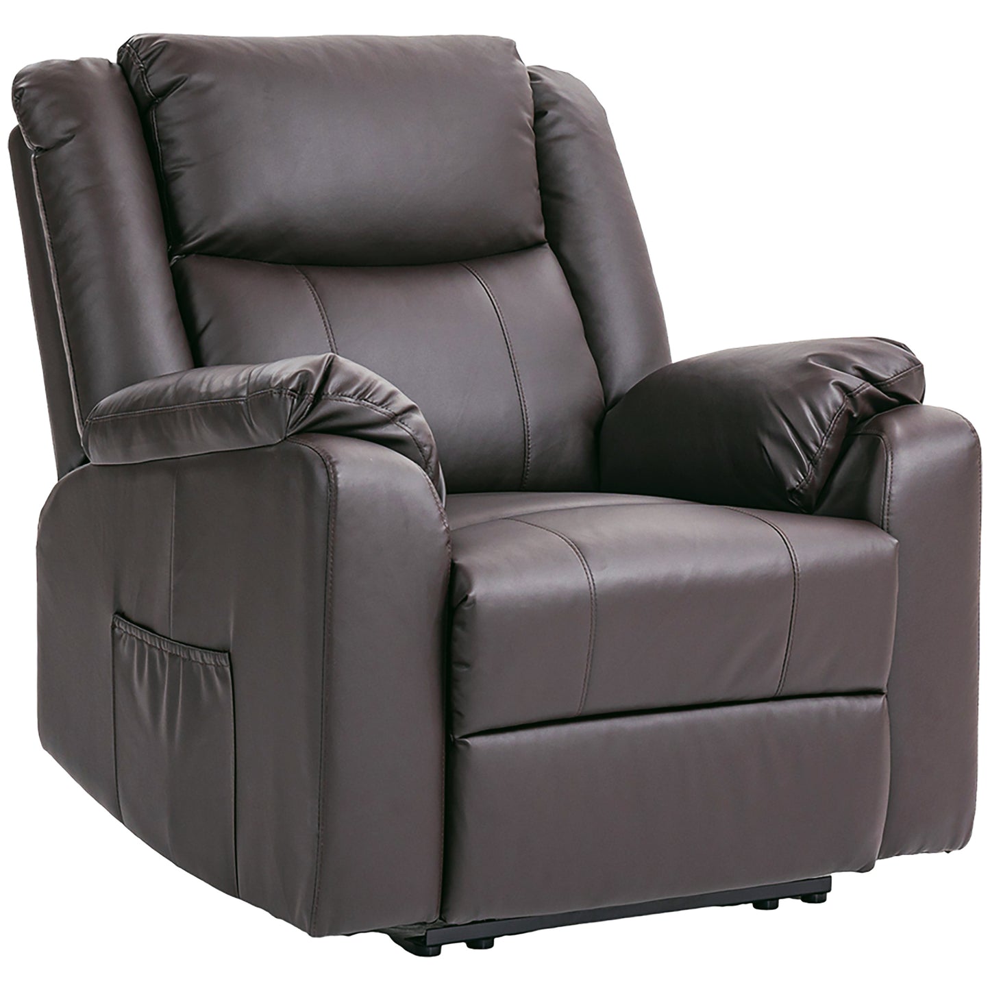 HOMCOM Comfortable PU Leather Recliner Chair with Footrest Side Pockets for Living Room Brown | Dipra Home