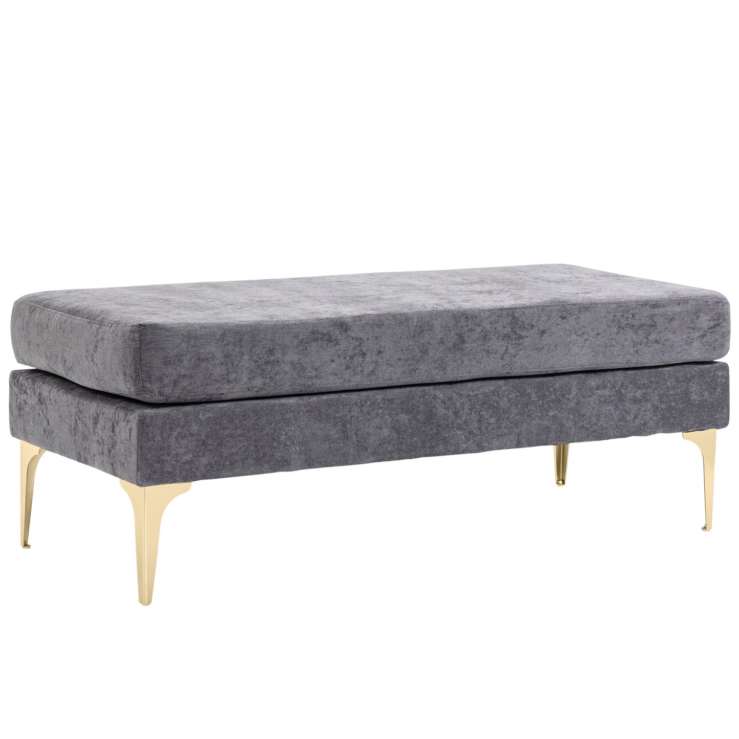 HOMCOM Elegant Upholstered Bench 48" End of Bed Bench Entryway Bench Double Layer Cushions Steel Legs Bedroom Dark Grey | Dipra Home