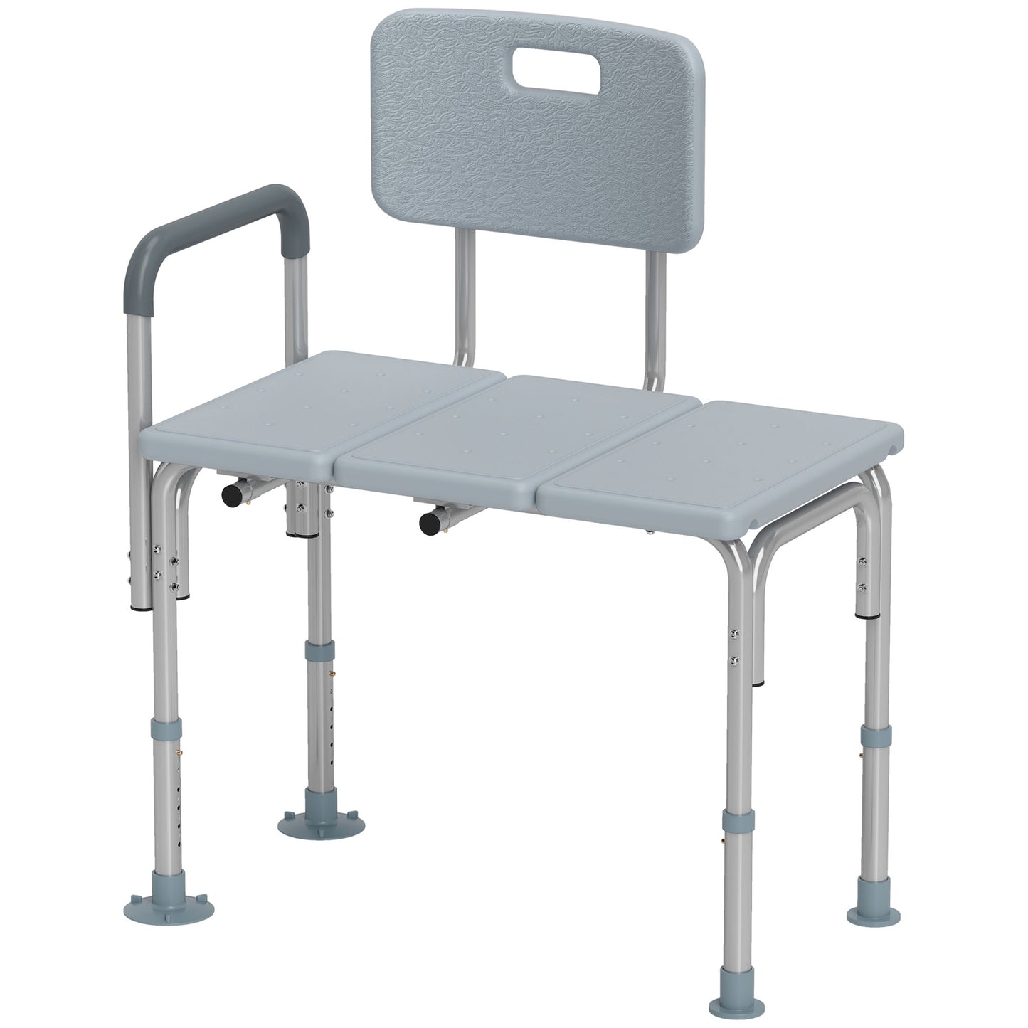 HOMCOM 6-Level Adjustable Bath and Shower Transfer Bench Aluminum Chair with Non-Slip Feet, Armrest & Backrest Grey | Dipra Home