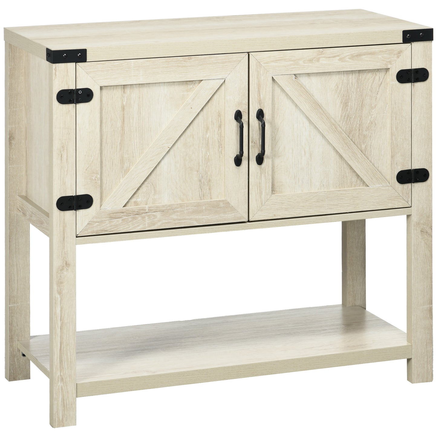 HOMCOM Farmhouse Flair: Oak Sideboard with Barn Doors, Bottom Shelf for Kitchen or Dining Countryside Vibes | Rustic Storage | Dipra Home