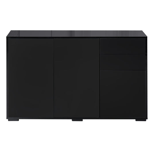 HOMCOM Modern Black Coffee Bar Cabinet: Bedroom & Living Room Sideboard with Push-Open Drawers for Streamlined Design | Dipra Home