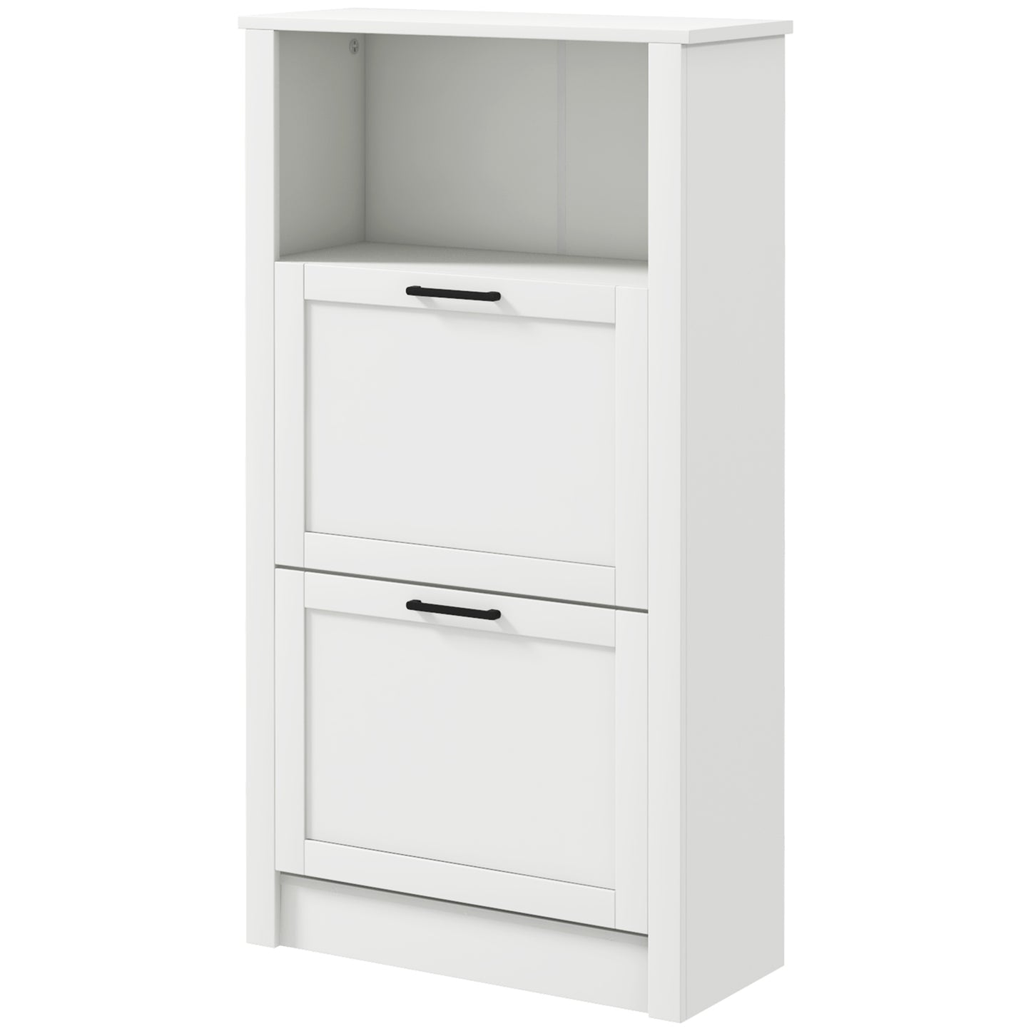 HOMCOM Shoe Rack Cabinet 10 Pairs Open Shelf 2 Drawers Space Efficient Hallway Entryway White | Dipra Home