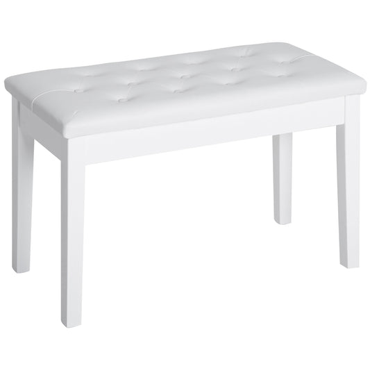 HOMCOM Padded Storage Piano Bench 30" Artist Keyboard Seat Faux Leather White | Dipra Home