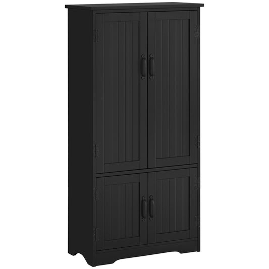 HOMCOM Black Accent Kitchen Pantry Cabinet: Floor Storage Cupboard with Adjustable Shelves and Doors | Dipra Home