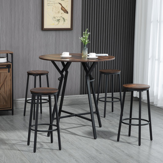 HOMCOM Compact Pub Perfection: 5 Piece Bar Table and Chairs Set, Space-Saving Dining for Kitchen, Modern Style | Dipra Home