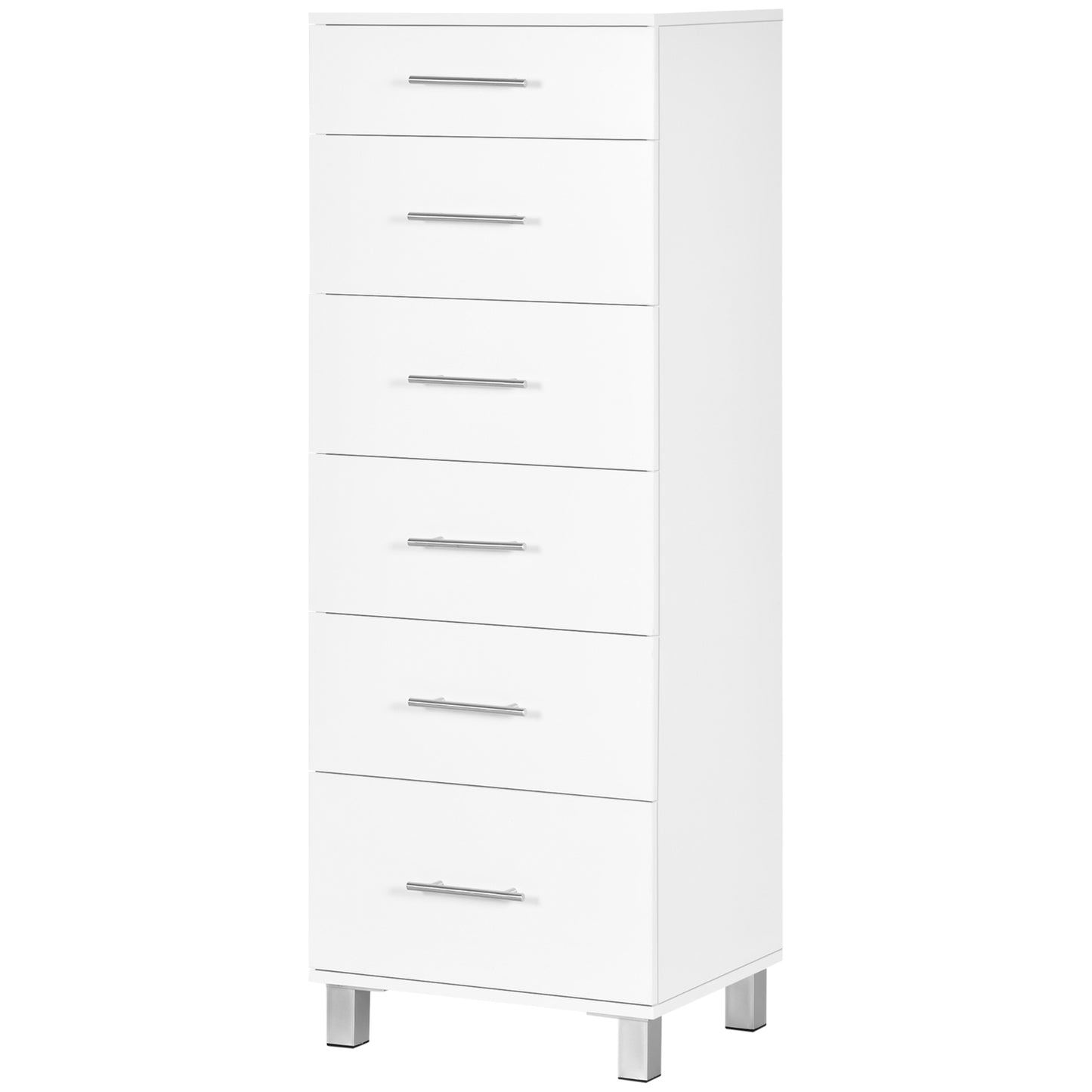 HOMCOM Chest of Drawers, Dresser with 6 Drawers for Bedroom, 6 Drawer Dresser for Living Room, White | Dipra Home