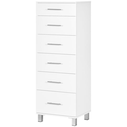 HOMCOM Chest of Drawers, Dresser with 6 Drawers for Bedroom, 6 Drawer Dresser for Living Room, White | Dipra Home