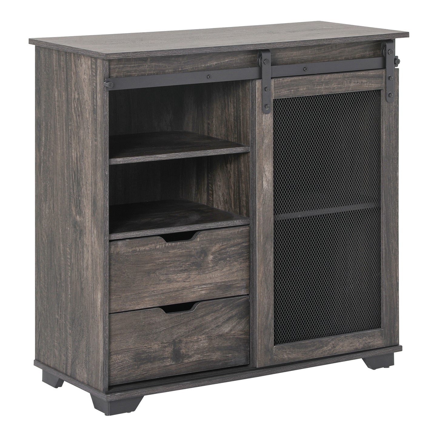 HOMCOM Industrial Sideboard: Buffet Cabinet with Sliding Door, 2 Drawers, 2 Shelves, Dark Brown Black for Dining Room | Dipra Home