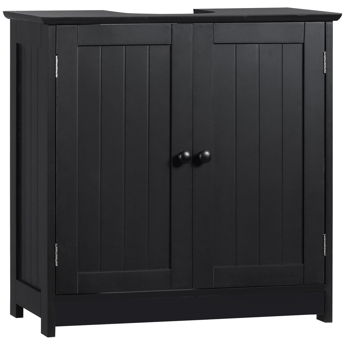 HOMCOM Black Under Sink Vanity: Pedestal Bathroom Cabinet with 2 Doors & Shelf for Compact Storage | Dipra Home