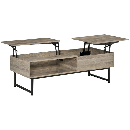 HOMCOM Grey Modern Lift Top Coffee Table: Center Table with Hidden Storage and Metal Frame for Living Room | Dipra Home