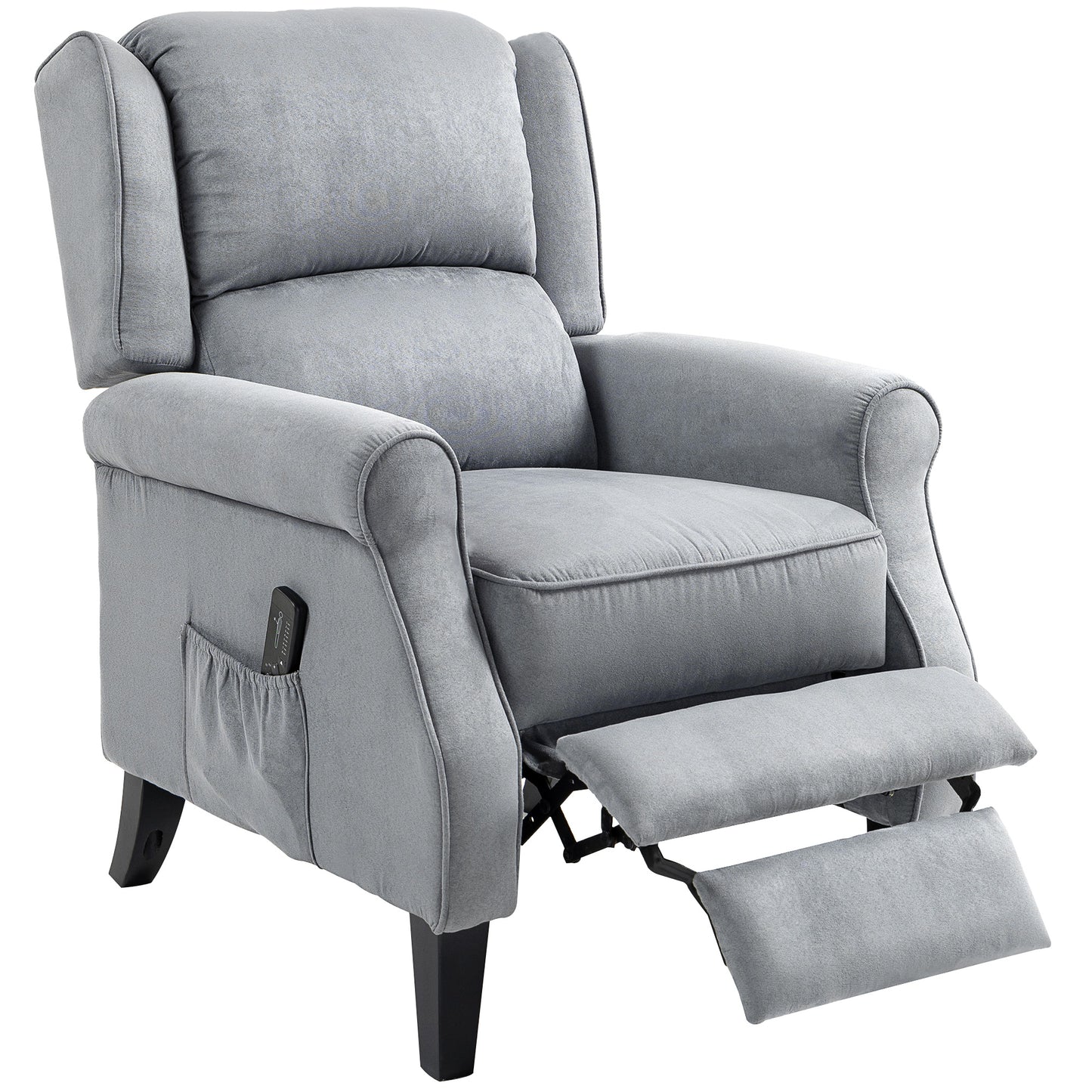 HOMCOM Push Back Recliner Chair, Vibration Massage Recliner for Living Room with Extendable Footrest, Remote, Pocket, Grey | Dipra Home