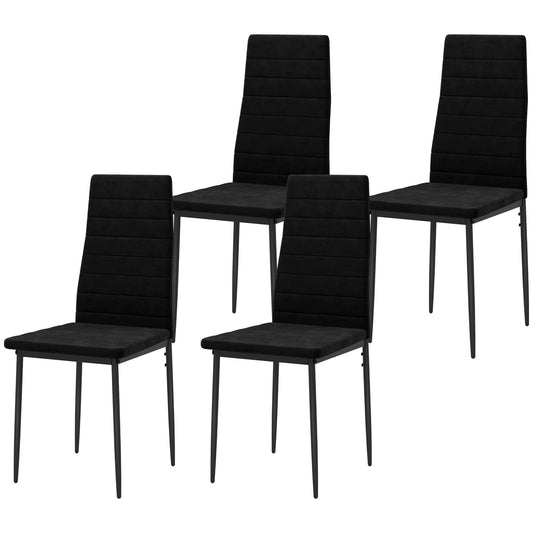 HOMCOM Modern Dining Chairs, Set of 4, High Back Upholstery and Metal Legs for the Living Room, Kitchen, Home Office, Black | Dipra Home