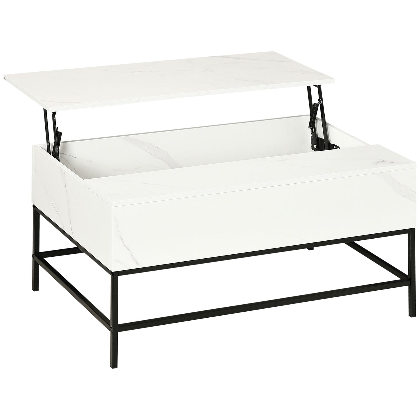 HOMCOM White Lift Top Coffee Table with Storage Organizer Modern Center Table for Living Room | Dipra Home