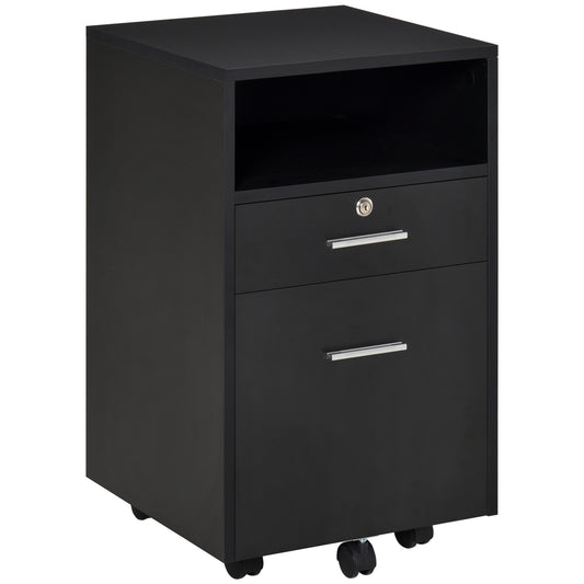 Vinsetto Mobile File Caddy: 2 Locking Drawers on Wheels for Secure Legal/Letter Document Storage & Easy Access, Black | Dipra Home