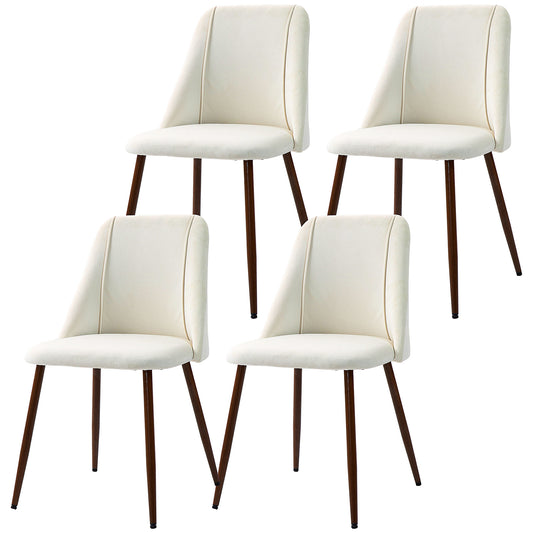 HOMCOM Set of 4 Upholstered Velvet Dining Chairs Accent Chairs Wood-grain Steel Legs for Kitchen Dining Area | Dipra Home