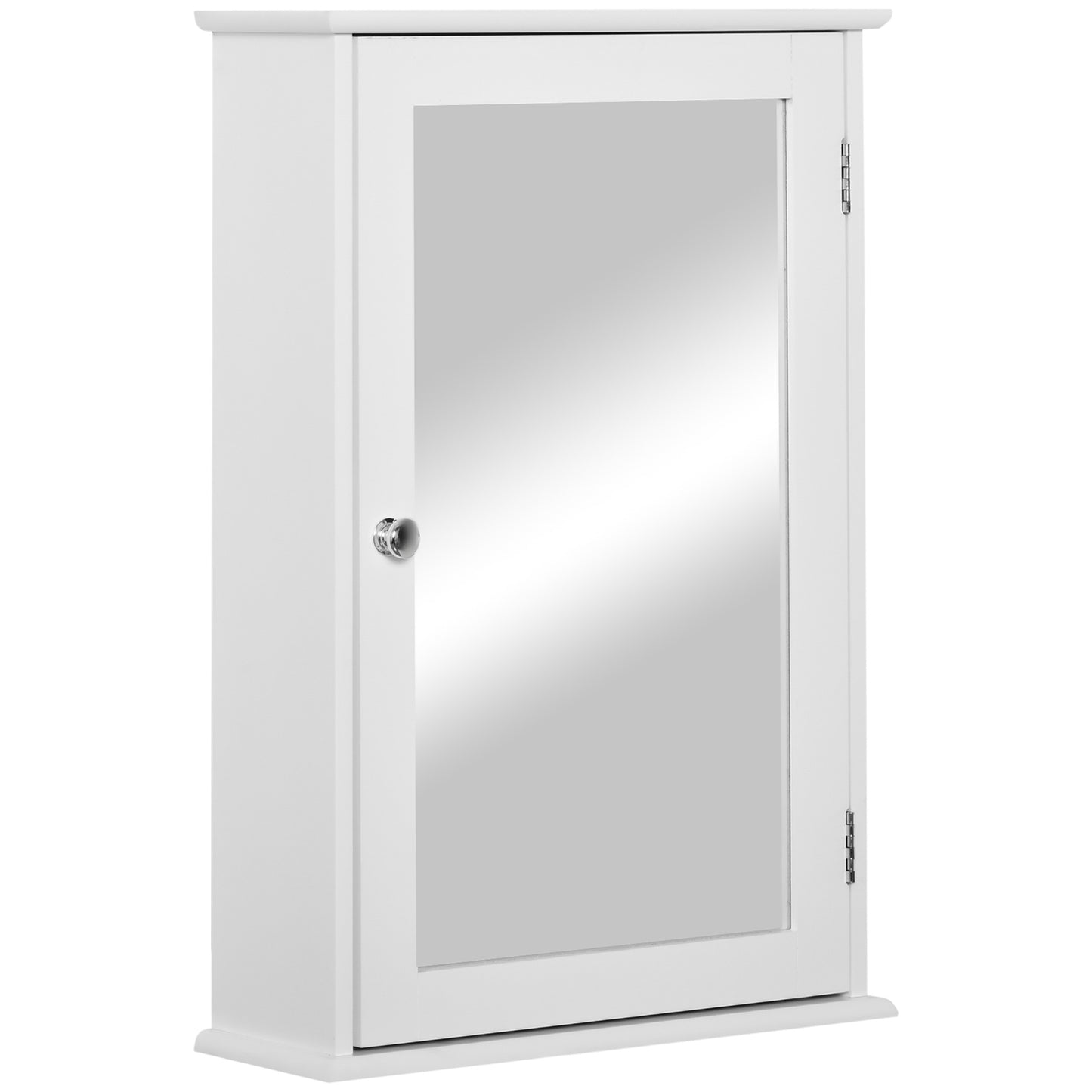 Kleankin White Wall Cabinet: Mounted Bathroom Mirror Storage with Door & Interior Shelves for Medicine | Dipra Home