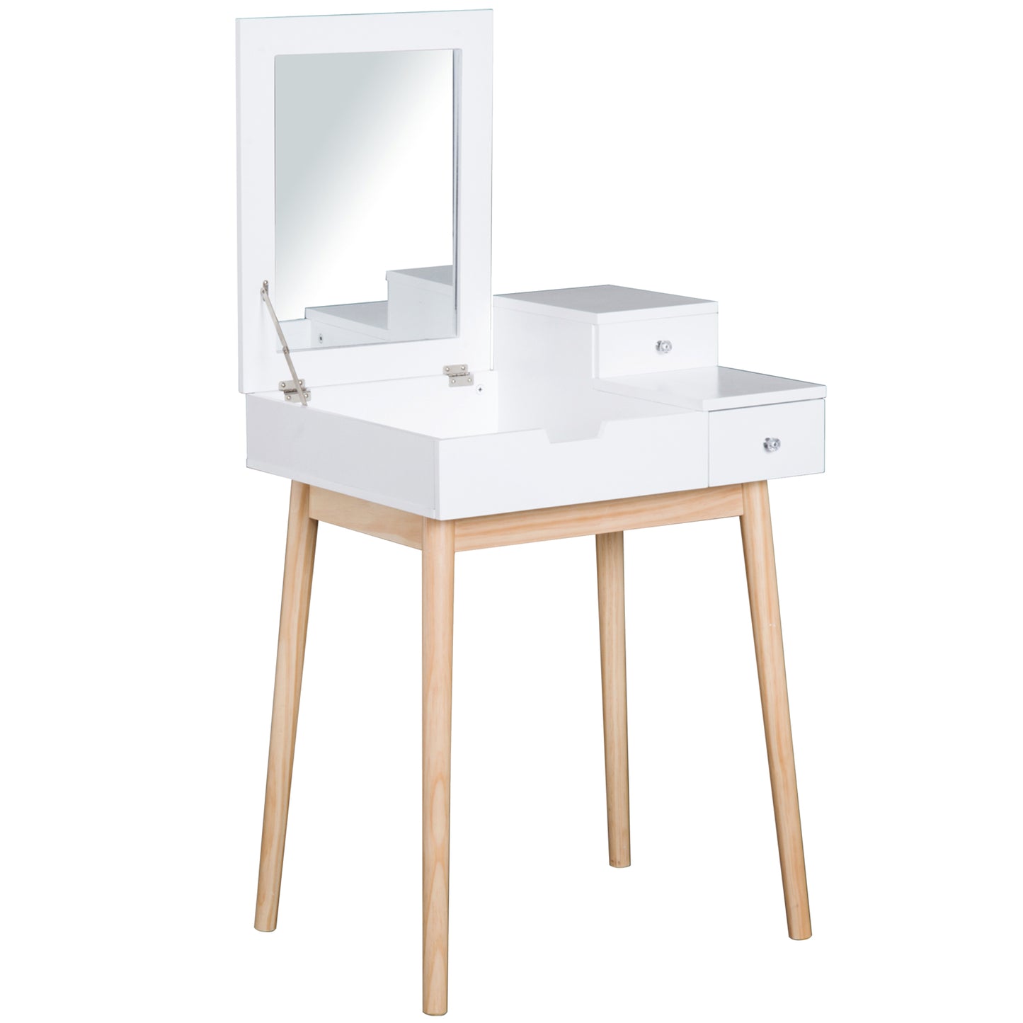 HOMCOM Dressing Table with Flip-up Mirror Modern Make Up Desk 2 Drawers Bedroom Furniture White | Dipra Home