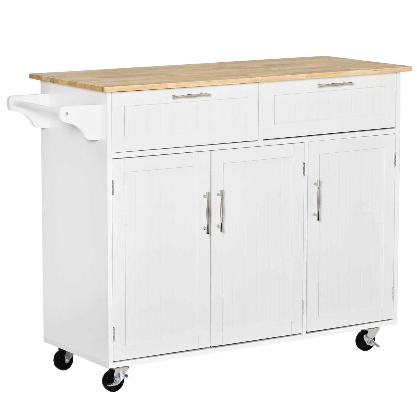 HOMCOM Kitchen Serving Cart: Island, Utility Storage, Drawers, Cabinets, Dining Room, White | Dipra Home