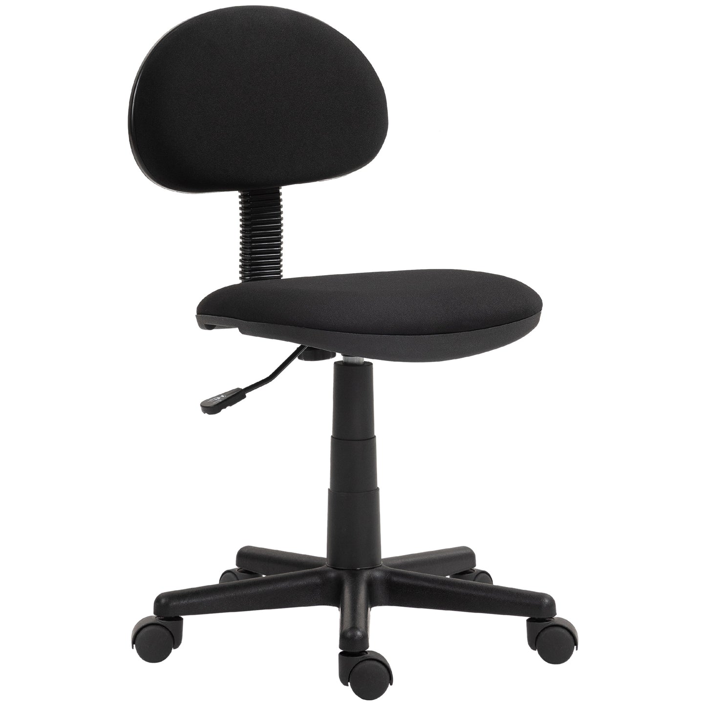 HOMCOM Small Desk Chair, Armless Office Chair with Adjustable Height, 360° Swivel Wheels, Low Back for Small Spaces, Black | Dipra Home