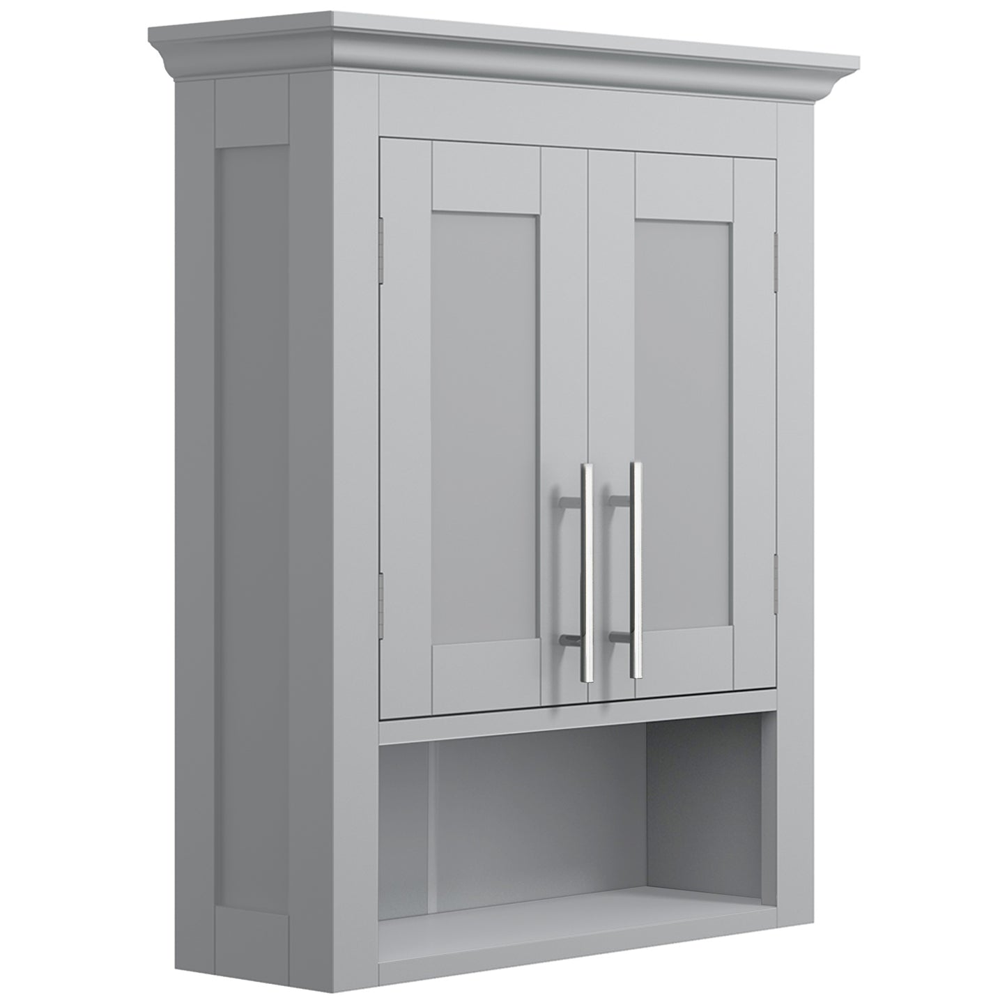 kleankin Wall Cabinet Bathroom Medicine Over Toilet Storage Shelf Living Room Entryway Grey | Dipra Home