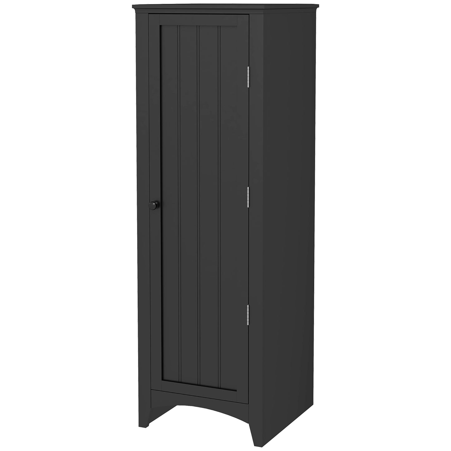 HOMCOM Black 48" Single Door Kitchen Pantry: Cabinet with 4-Tier Shelving and Adjustable Shelves | Dipra Home