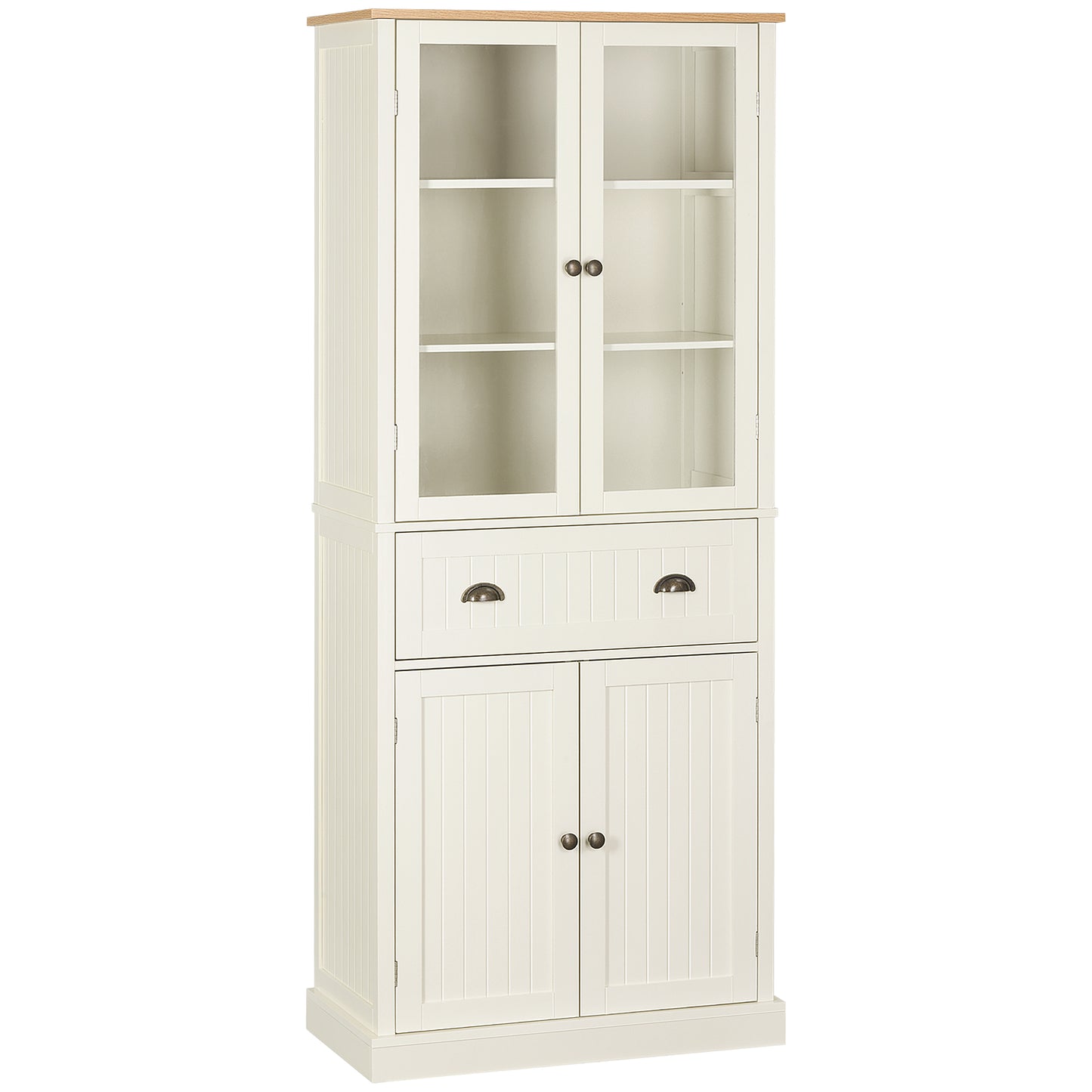 HOMCOM White 5-Tier Pantry Storage Cabinet: Freestanding Kitchen Cabinet with Adjustable Shelves and Drawer for Living Room | Dipra Home