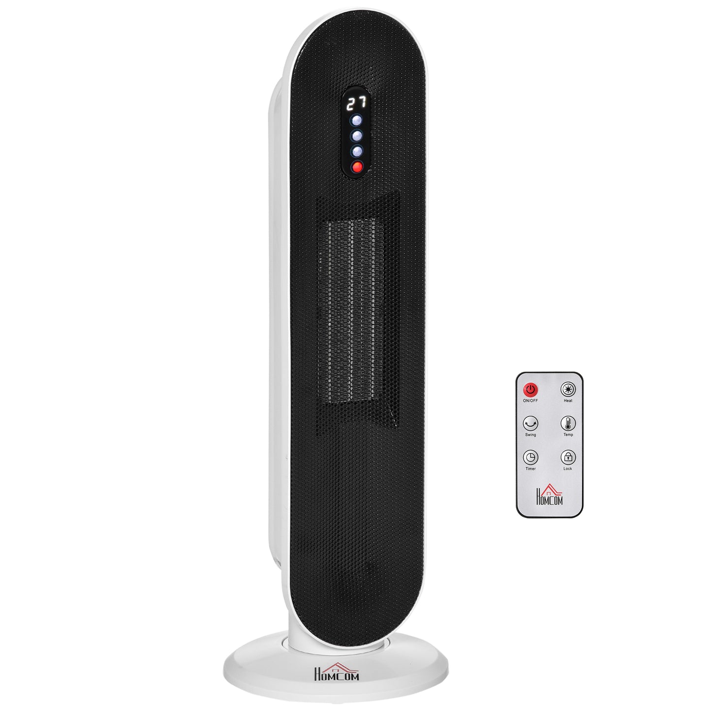 HOMCOM Ceramic Space Heater, Indoor Tower Heater with 45 Degree Oscillation, Remote Control, 24H Timer,Tip-Over, Overheating Protection | Dipra Home