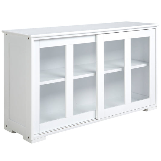 HOMCOM Modern Stackable Cabinet: Kitchen Sideboard Bar Cabinet, Glass Door Console, Cupboard Serving Buffet, Sleek White | Dipra Home