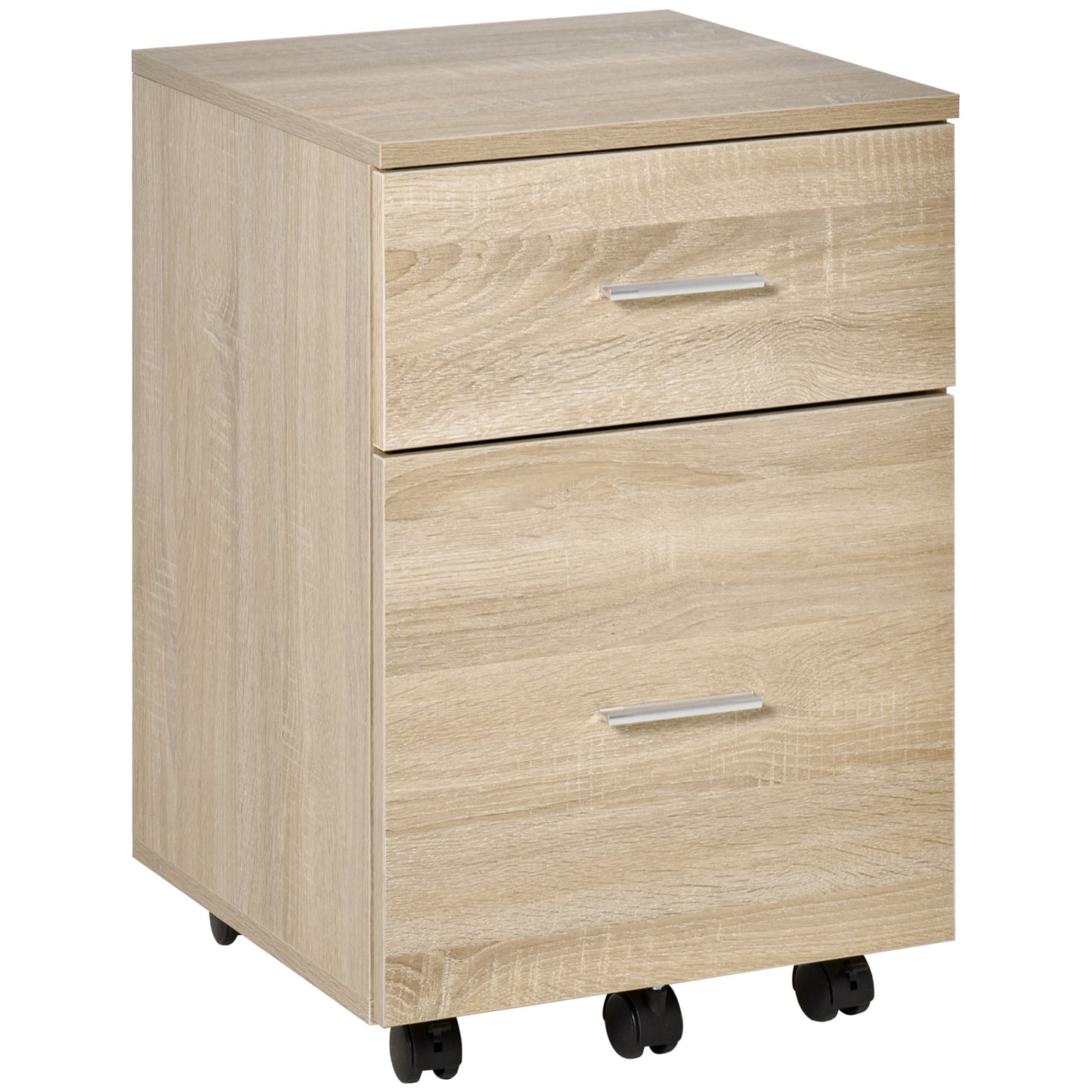 Vinsetto Rolling File Chest: 2 Drawers on Wheels for Legal/Letter Documents in Natural Wood-Tone Home Office | Dipra Home