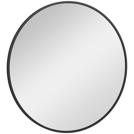 HOMCOM Elegant 36" Round Wall Mirror: Metal Black Frame - Ideal Vanity Mirror for Living Room or Bedroom Spaces | Dipra Home